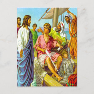 Matthew 4:18-22 Jesus Calls Fishermen to Follow po Postcard