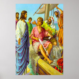 Matthew 4:18-22 Jesus Calls Fishermen to Follow Poster