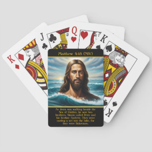 Matthew 4:18 Jesus By Tranquil Ocean in Watercolor Playing Cards