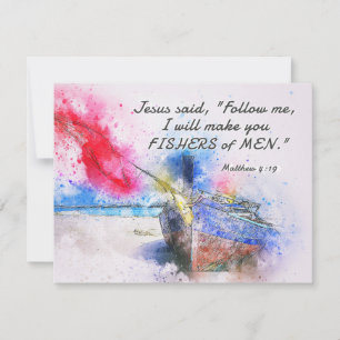 Matthew 4:19 Fishers of Men Bible Verse Flat Card