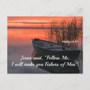 Matthew 4:19 Fishers of Men Christian Bible Verse Postcard