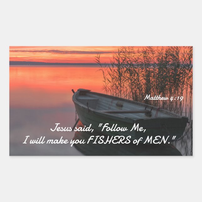 Matthew 4:19 Fishers of Men Christian Bible Verse Sticker (Front)