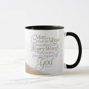 Matthew 4:4 Man shall not live on bread alone Mug