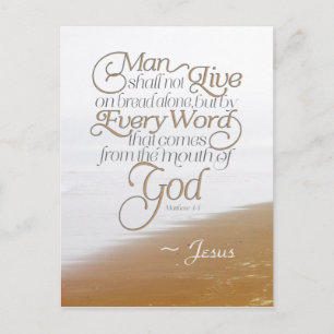 Matthew 4:4 Man shall not live on bread alone Postcard