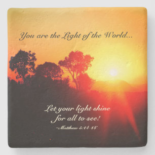 Matthew 5 14-16 Let Your Light Shine, Bible Verse Stone Coaster