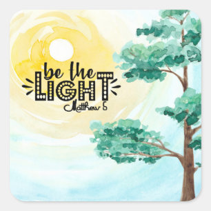 Matthew 5:14 Be the Light Bible Verse Christian Square Sticker