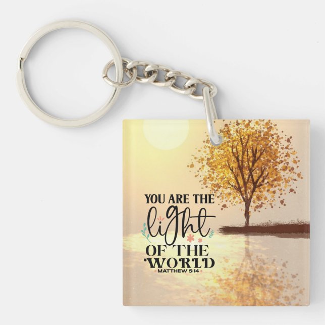 Matthew 5:14 You are the Light of the World Bible  Keychain (Front)