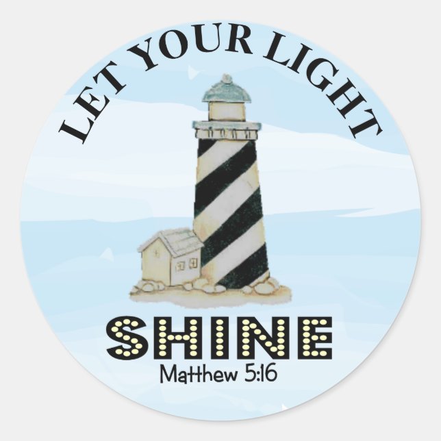 Matthew 5 16 Lighthouse Classic Round Sticker (Front)
