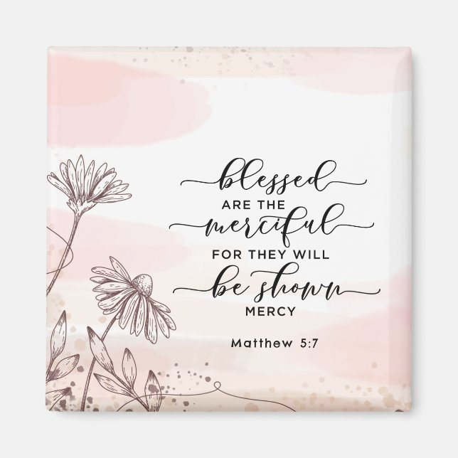 Matthew 5:7 Blessed are the Merciful Bible Verse  Magnet (Front)