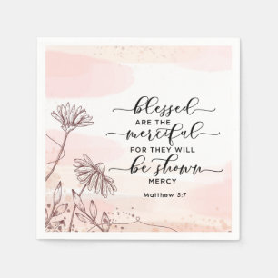 Matthew 5:7 Blessed are the Merciful Bible Verse Napkin