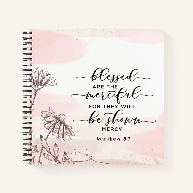 Matthew 5:7 Blessed are the Merciful Bible Verse Notebook (Front)