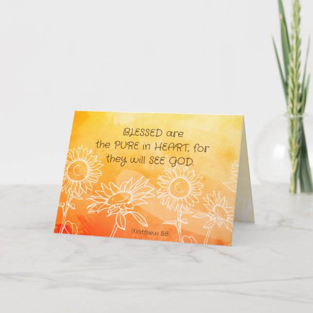 Matthew 5:8 Blessed are Pure in Heart Bible Verse Card (Front)