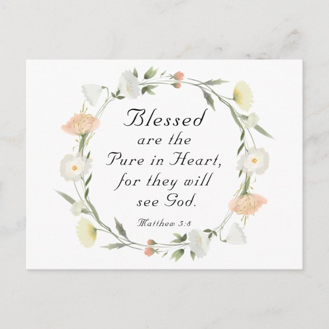 Matthew 5:8 Blessed are Pure in Heart Bible Verse Postcard (Front)
