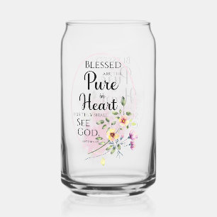 Matthew 5:8 Blessed are the Pure in Heart Flower Can Glass