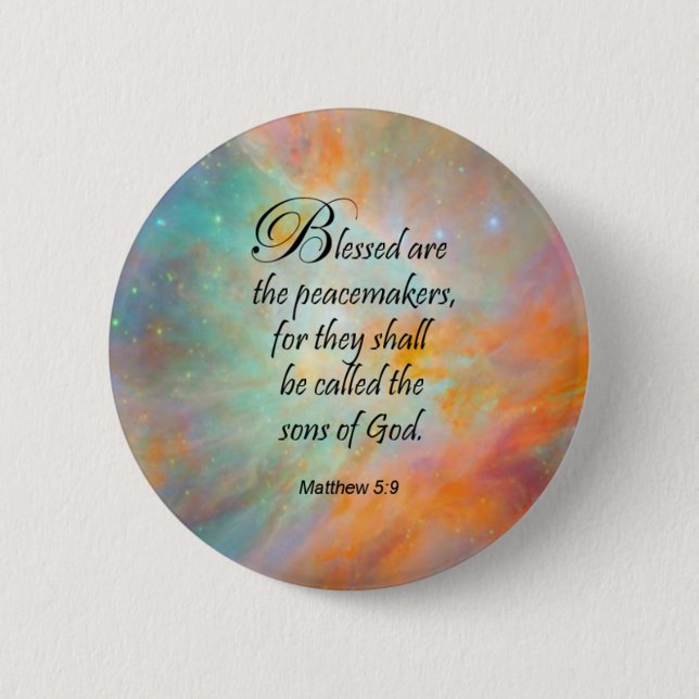 Matthew 5:9 2 inch round button (Front)