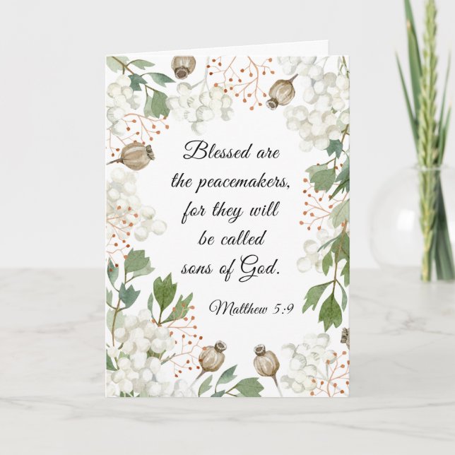 Matthew 5 9 Blessed are the Peacemakers Bible Card (Front)