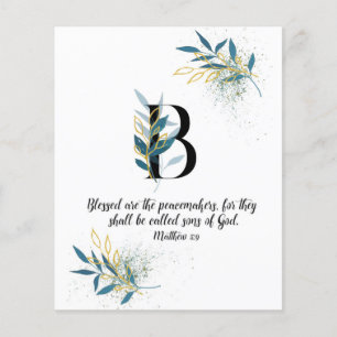 Matthew 5:9. Letter B, Watercolor scripture card