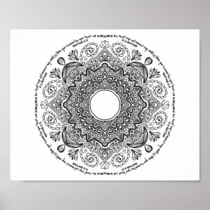 Matthew 6:21, inspirational colouring mandala poster