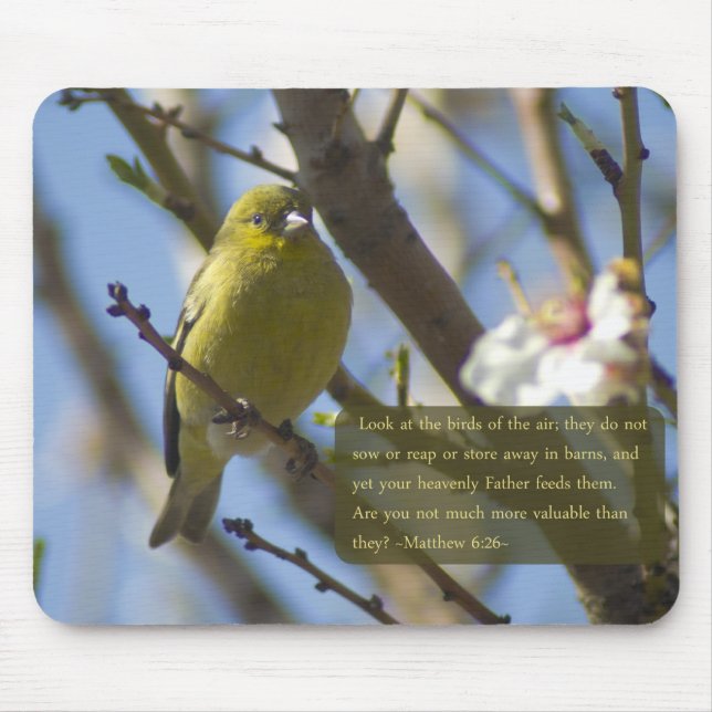 Matthew 6:26 Goldfinch Mousepad (Front)