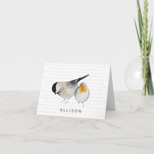 Matthew 6:26 Watercolor Birds Note Card (Front)