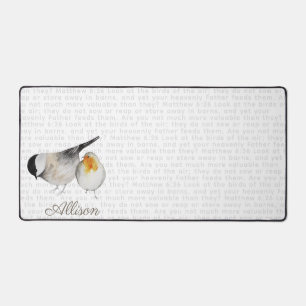 Matthew 6:26 Watercolor Birds Personalized Desk Mat
