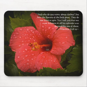 Matthew 6:28-29 Hibiscus Mousepad