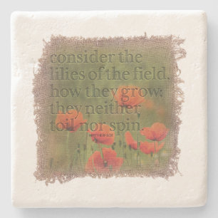 MATTHEW 6:28 Limestone Coaster