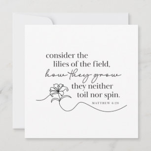 MATTHEW 6:28 - Personalized Note Card