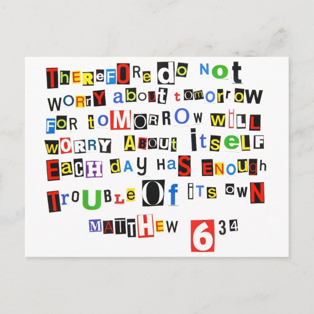 Matthew 6:34 postcard (Front)