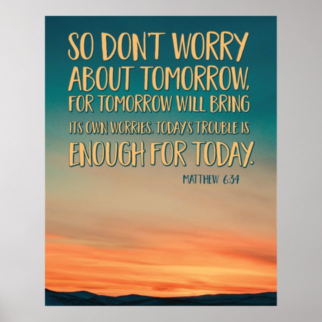 Matthew 6:34 Sunset Poster (Front)