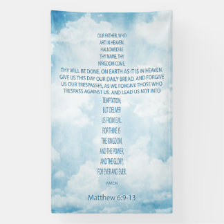 Matthew 6:9–13 Prayer Text Forming a Cross Banner