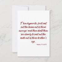 Matthew 7:5 KJV Bible Verse Flat Greeting Card