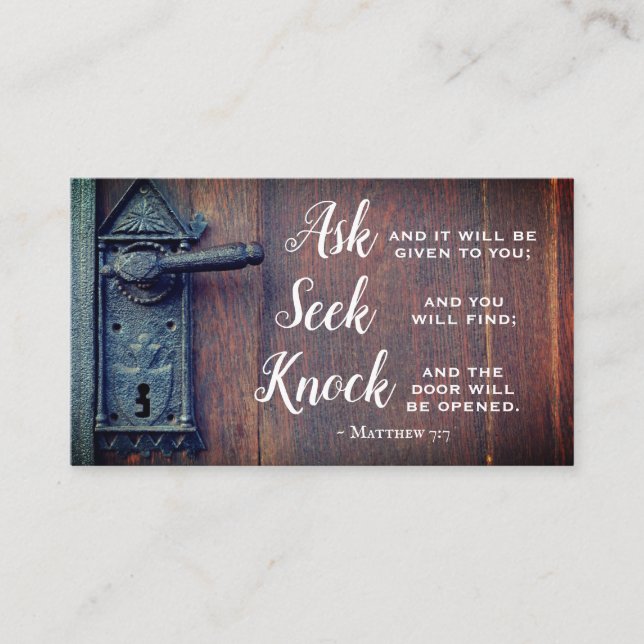 Matthew 7:7, Ask and it will be given Business Card (Front)