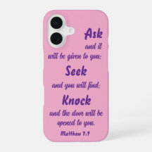 Matthew 7:7 Ask For It Bible Verse Pink And Purple