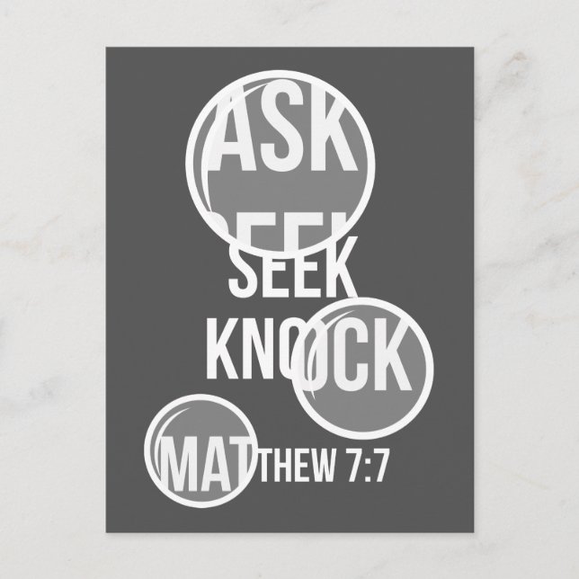 Matthew 7 7 - Ask Seek Knock Postcard (Front)