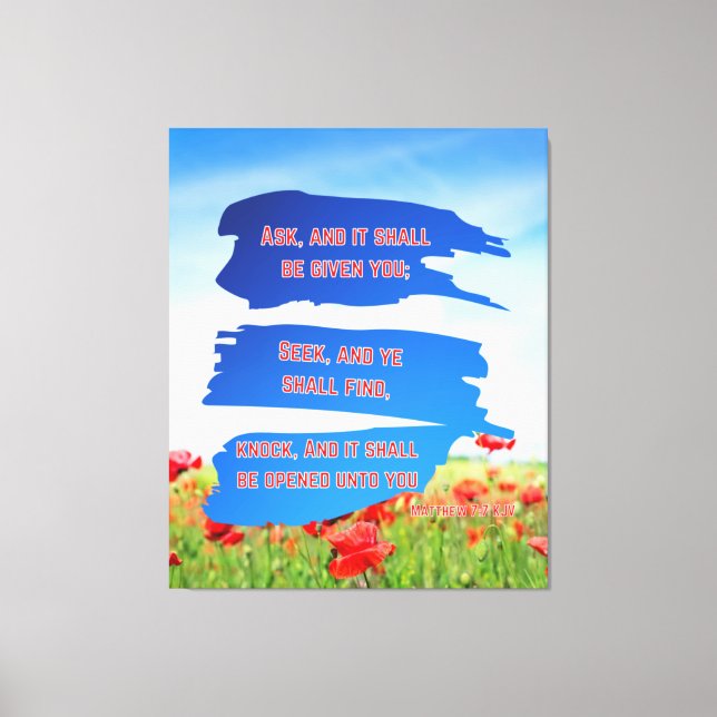 Matthew 7:7 Bible Verse KJV Pic Wall Art (Front)