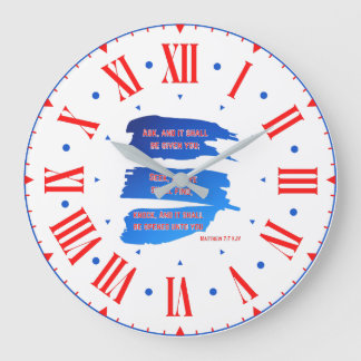Matthew 7:7 KJV Bible Verse Roman Numeral Large Clock