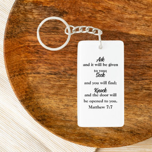 Matthew 7:7 Minimalist Bible Verse Keychain