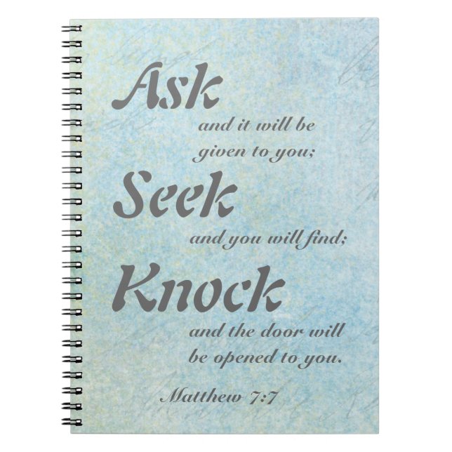 Matthew 7:7, Notebook (Front)