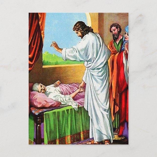 Matthew 8:14-15 Healing Peter's Mother-in-Law post Postcard (Front)