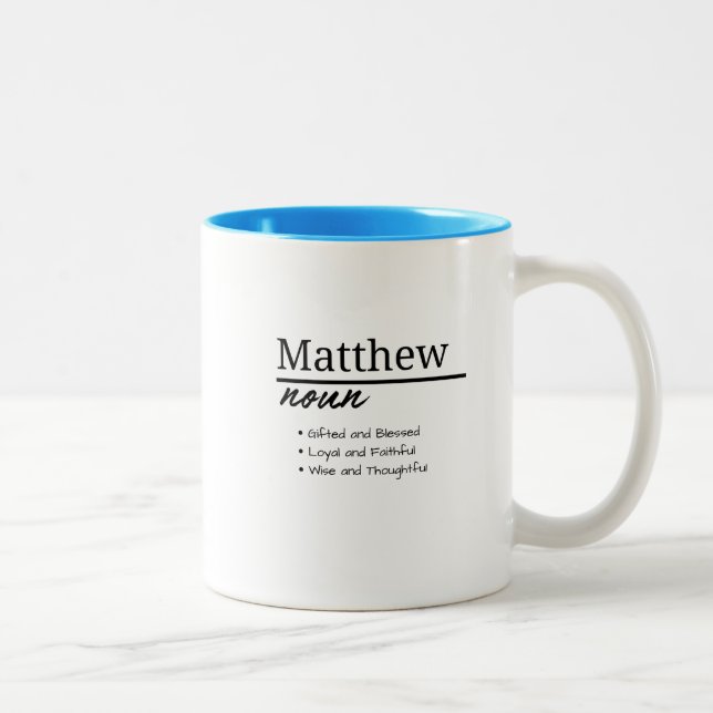 Matthew, Boy Personalized Name Definition Matthew, Two-Tone Coffee Mug (Right)