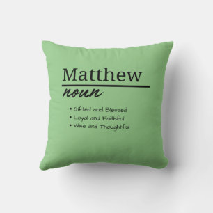 Matthew, Boy Personalized Name Definition Throw Pillow