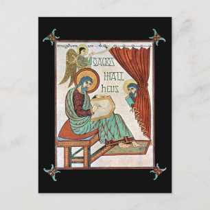 Matthew From Lindisfarne Medieval Manuscript Postcard