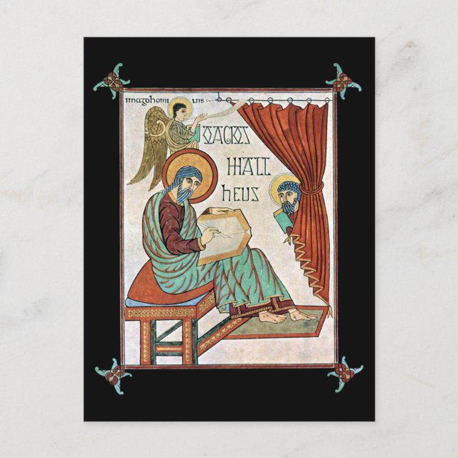 Matthew From Lindisfarne Medieval Manuscript Postcard (Front)