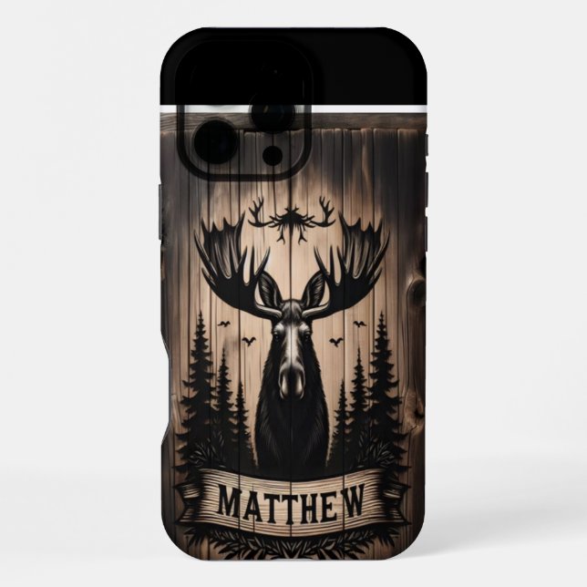 Matthew's Moose Forest Sign iPhone Case (Back)