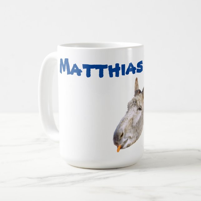 Matthias Name With A Donkey, Coffee Mug (Front Left)