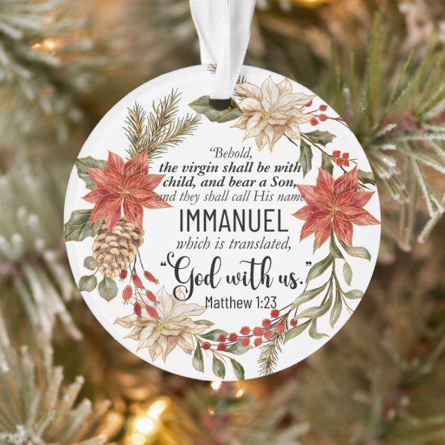 Matthieu 1:23 Emmanuel Dieu avec nous Noël Floral (Arbre)