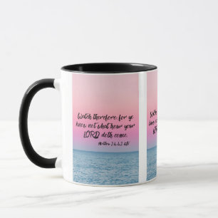 Matthieu 24:42 KJV Bible Verse Pic Mug Deux Tons
