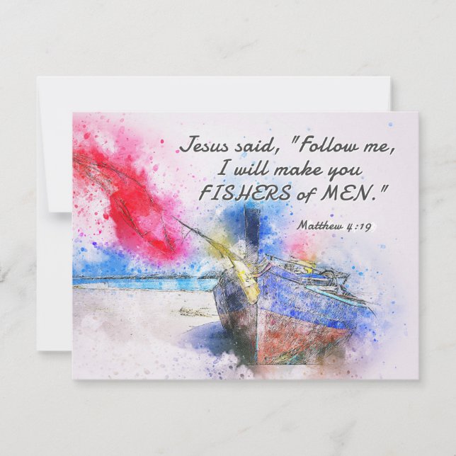 Matthieu 4:19 Pêcheurs de Hommes Bible Verse Carte (Devant)