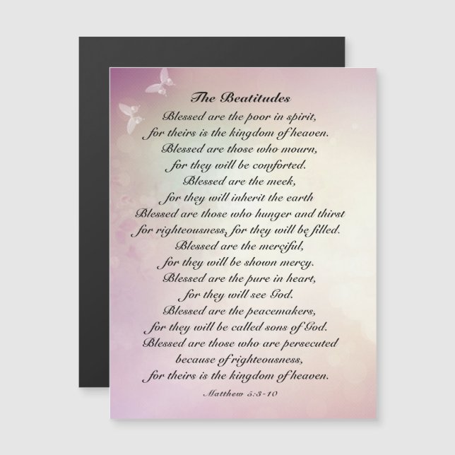 Matthieu 5:3-10 Béatitudes de Jésus Carte magnétiq (Devant / Derrière)